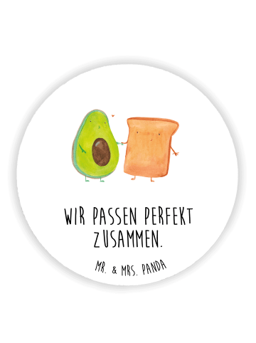 Mr. & Mrs. Panda Rund Magnet Avocado Toast mit Spruch in Weiß