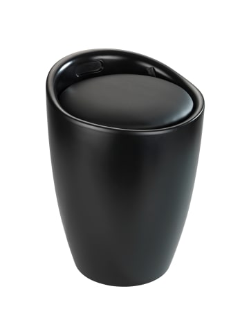 Wenko Wäschesammler mit Sitz CANDY, mattiert in Schwarz, (B) 36 x (H) 50 x (L) 36 cm