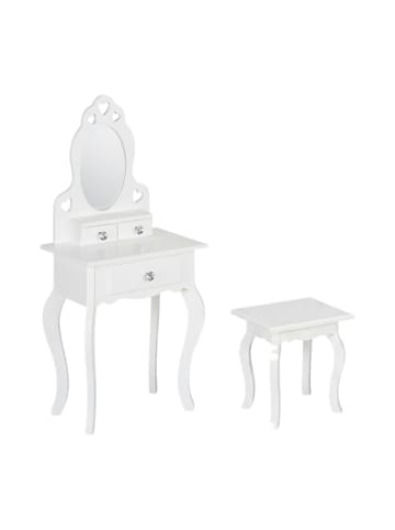 relaxdays Kinder Schminktisch in Weiß - (B)50 x (H)110 x (T)30 cm