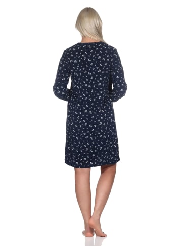 NORMANN Frottee langarm Nachthemd - 82118 in marine