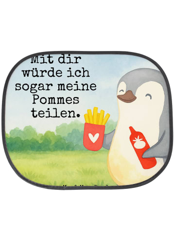Mr. & Mrs. Panda Sonnenblende Auto Pinguin Pommes Design mit Spruch in Weiß