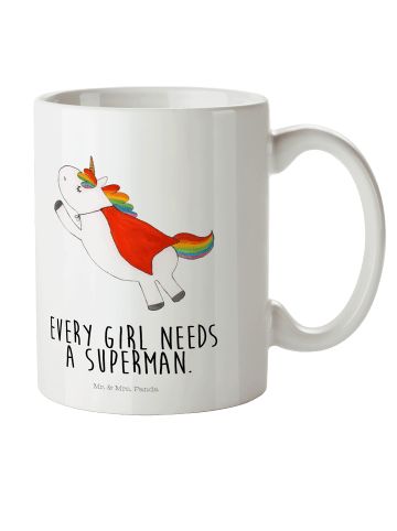 Mr. & Mrs. Panda Mehrwegbecher Einhorn Super mit Spruch in Weiß