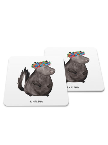 Mr. & Mrs. Panda Bierdeckel Stinktier  ohne Spruch in Weiß