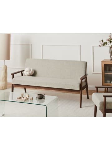 Beliani 3-Sitzer Sofa ESRUM in Grau/Braun - (W) 151 x (H) 79 x (L) 72 cm