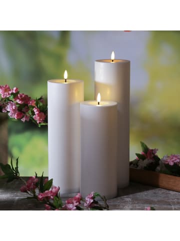 MARELIDA XXL LED Kerze für Außen flackernd H: 35cm D: 10cm in weiß