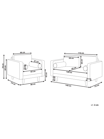 Beliani 2-tlg Sitzgruppe NURMO in Braun