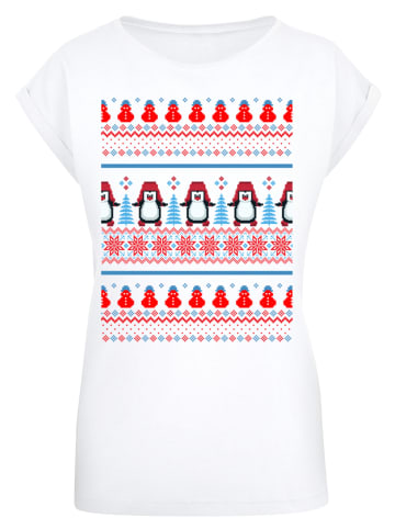 F4NT4STIC T-Shirt Christmas Pinguin Muster in weiß