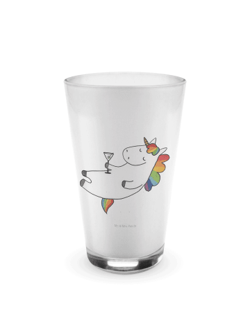 Mr. & Mrs. Panda Latte Macchiato Glas Einhorn Blümchentail ohne Spruch in Transparent