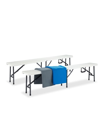 relaxdays 2x Bierbank in Weiß - (B)180 x (H)42 x (T)25 cm