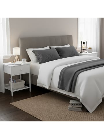 relaxdays 2 x Nachttisch in Weiß – (B)40 x (H)55 x (T)30 cm