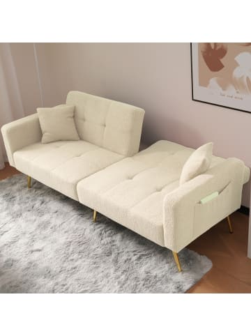 ABRIHOME Schlafsofa mit Bettfunktion und Kissen in Beige