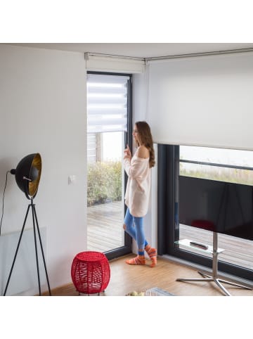 relaxdays 2 x Doppelrollo Klemmfix in Weiß - (B)76 x (H)156cm