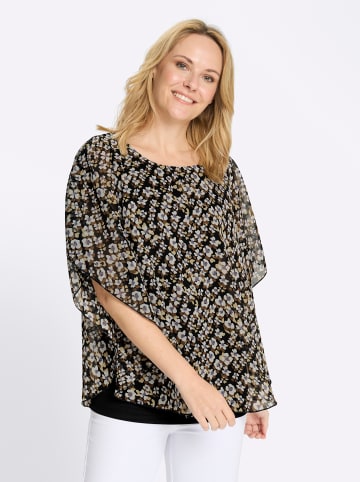 Sieh an! Schlupfbluse in schwarz-braun-bedruckt