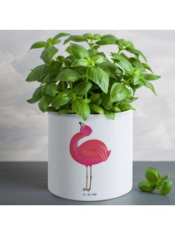 Großer Blumenkübel Flamingo Stolz ohne Spruch in Weiß