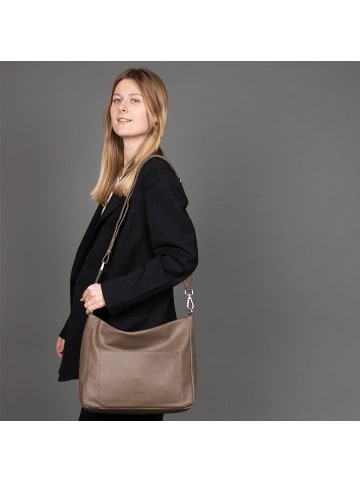 BACCINI Leder-Schultertasche echt Leder Hobo Beutel Schultertasche groß taupe in grau