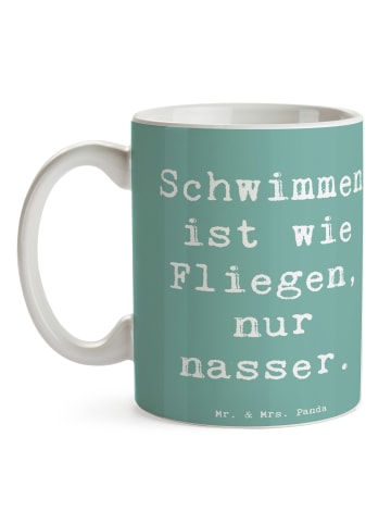 Mr. & Mrs. Panda Kaffeetasse Spruch Schwimmen wie Fliegen mit Sp... in Meeresbrise