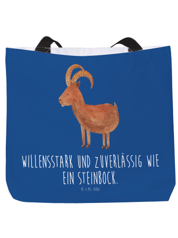 Mr. & Mrs. Panda Tote Bag Sternzeichen Steinbock mit Spruch in Sternenhimmel Blau
