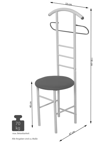 möbel-direkt Herrendiener Gustav in braune Sitzfläche