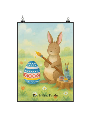 Mr. & Mrs. Panda Poster Hase Eier Malen Design ohne Spruch in Weiß
