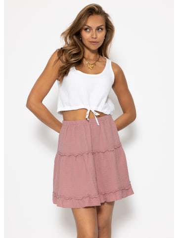 SASSYCLASSY Musselin Rock mit Volant in Altrosa