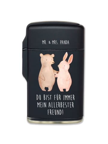 Mr. & Mrs. Panda Feuerzeug Bär und Hase Umarmen mit Spruch in Schwarz