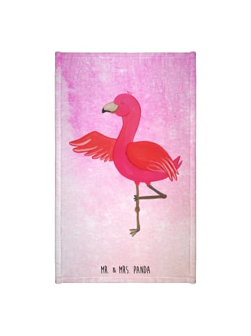Mr. & Mrs. Panda Gästehandtuch Flamingo Yoga ohne Spruch in Aquarell Pink