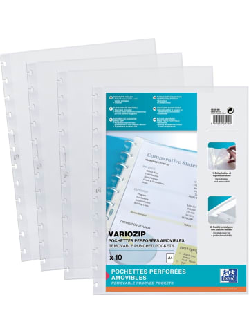 Oxford Ersatzhüllen manageMe! A4 PP vario-zipp-Prinzip transparent Packung mit 10 stück