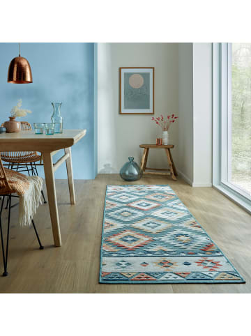 KADIMA DESIGN Outdoor Teppich Boho Orientalisch, Terrasse schmutzabweisend in Blau