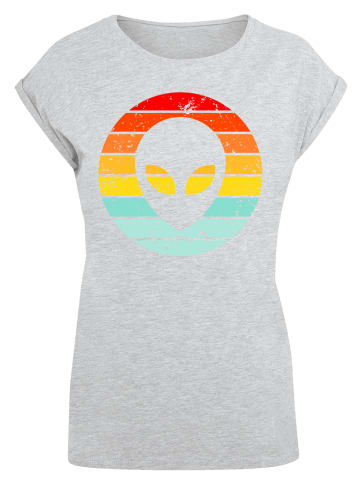 F4NT4STIC Extended Shoulder T-Shirt Alien Retro Sonnenuntergang in grau meliert