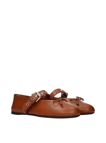 Braun Leder Ballerina Flache Schuhe