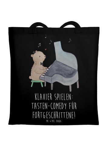 Mr. & Mrs. Panda Schultertasche Klavier Tasten mit Spruch in Schwarz