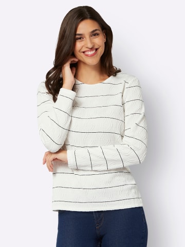 Sieh an! Langarmshirt in weiß-schwarz-geringelt