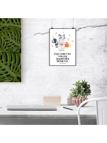 Mr. & Mrs. Panda Bild Waschbär Laterne mit Spruch in Weiß