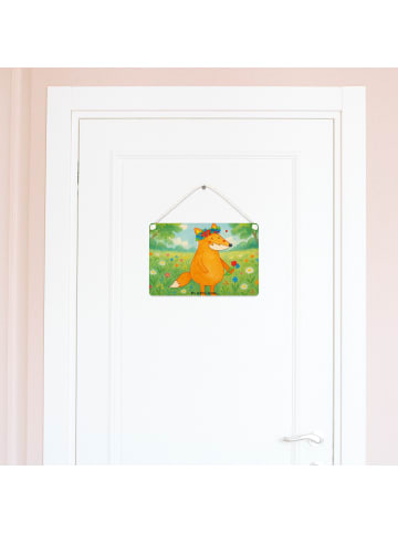 Mr. & Mrs. Panda Schild Fuchs Blumen Design ohne Spruch in Weiß