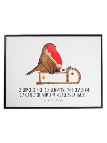 Mr. & Mrs. Panda tischpad Rotkehlchen Schlitten mit Spruch in Weiß