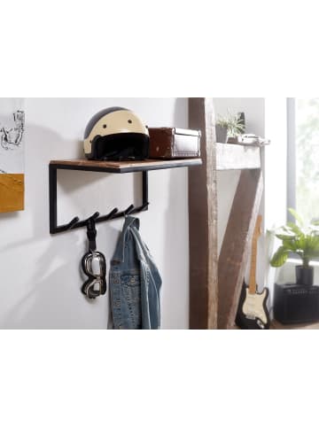 FineBuy Wandgarderobe in Braun / Akazie / 70x30x27