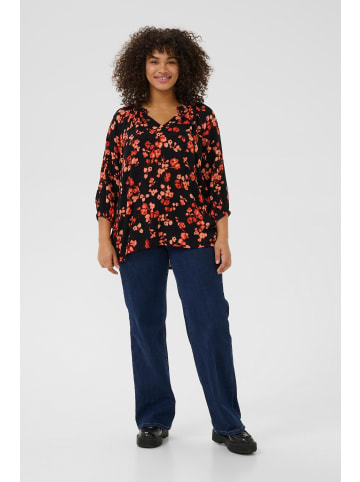 KAFFE curve Langarm-Bluse KCtrine in Red Flower