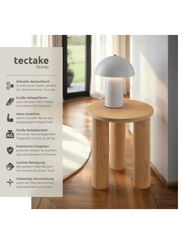 tectake Ablagetisch, bodenschonende Filzgleiter, solide Beine aus Massivholz