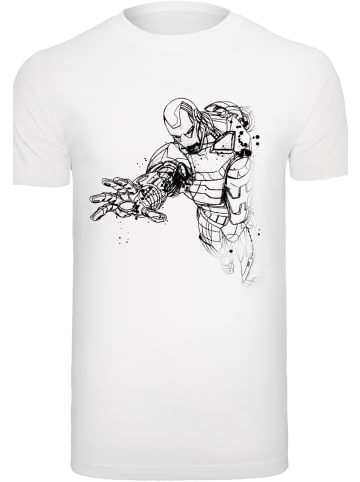 F4NT4STIC T-Shirt 'Marvel Avengers Iron Man Mono Line' in weiß