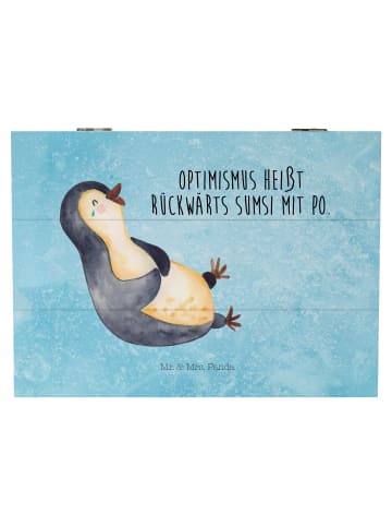 Mr. & Mrs. Panda Aufbewahrungsbox Pinguin Lachen mit Spruch in Eisblau