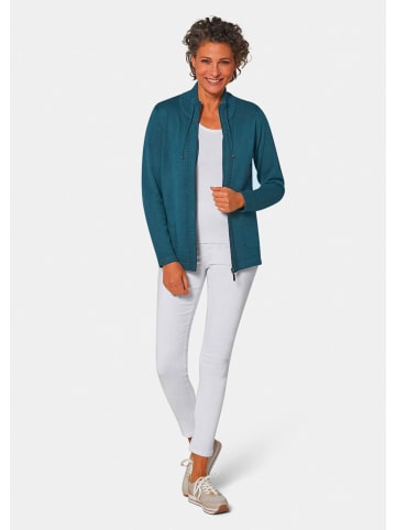 GOLDNER Kurzgröße:  Herbstcardigan mit Reißverschluss in dunkelpetrol