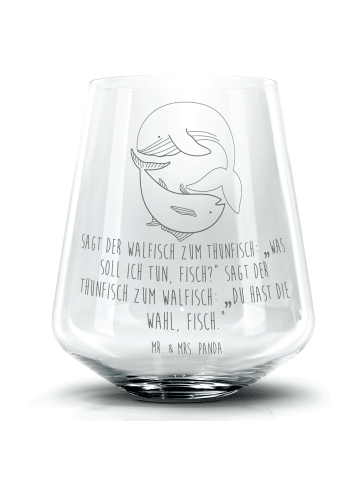 Mr. & Mrs. Panda Blümchentail Glas Walfisch Thunfisch mit Spruch in Transparent