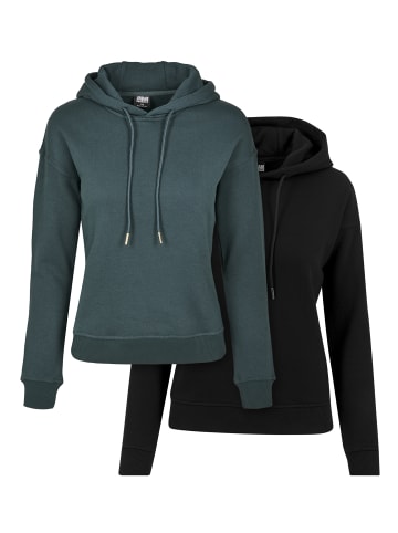 Urban Classics Hoody in black+bottlegreen