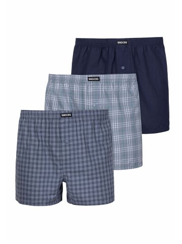 SNOCKS American Woven Boxershorts aus Bio-Baumwolle 3 Stück in Mix (Blaue Muster)