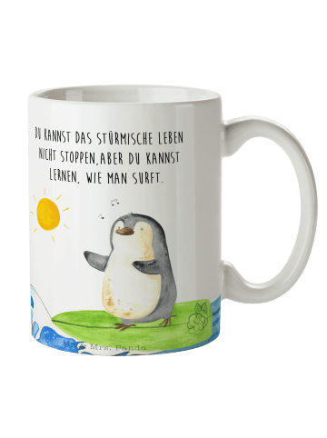 Mr. & Mrs. Panda Tasse Pinguin Surfer mit Spruch in Weiß