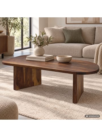 FineBuy Couchtisch in Braun / Sheesham / 120x60x32