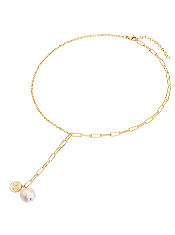 Valero Pearls Halskette Edelstahl Preciosa Süßwasser-Zuchtperle in gelbgold