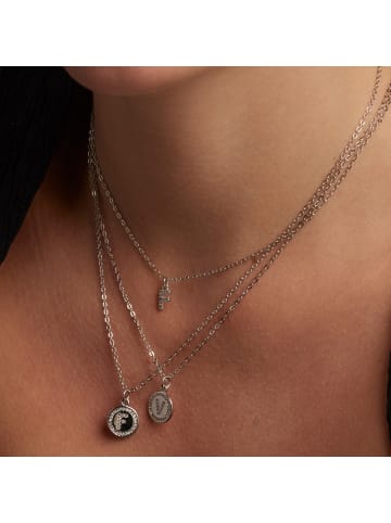 Luxenter Rhodium-plated sparkling zirconia necklace - Alphabet