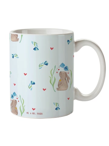 Mr. & Mrs. Panda Cappuccinotasse Hase Blume ohne Spruch in Blau