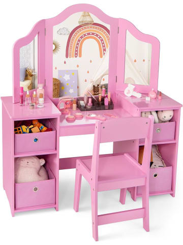 COSTWAY 2 in 1 Kinder Schminktisch in Rosa